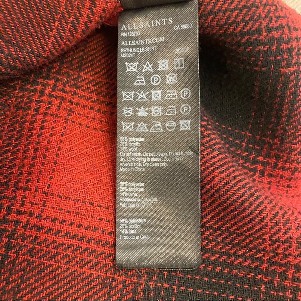 🔥 AllSaints “Bethune” Flannel Overshirt / Jacket - Small Relaxed Fit - Picture 6 of 7